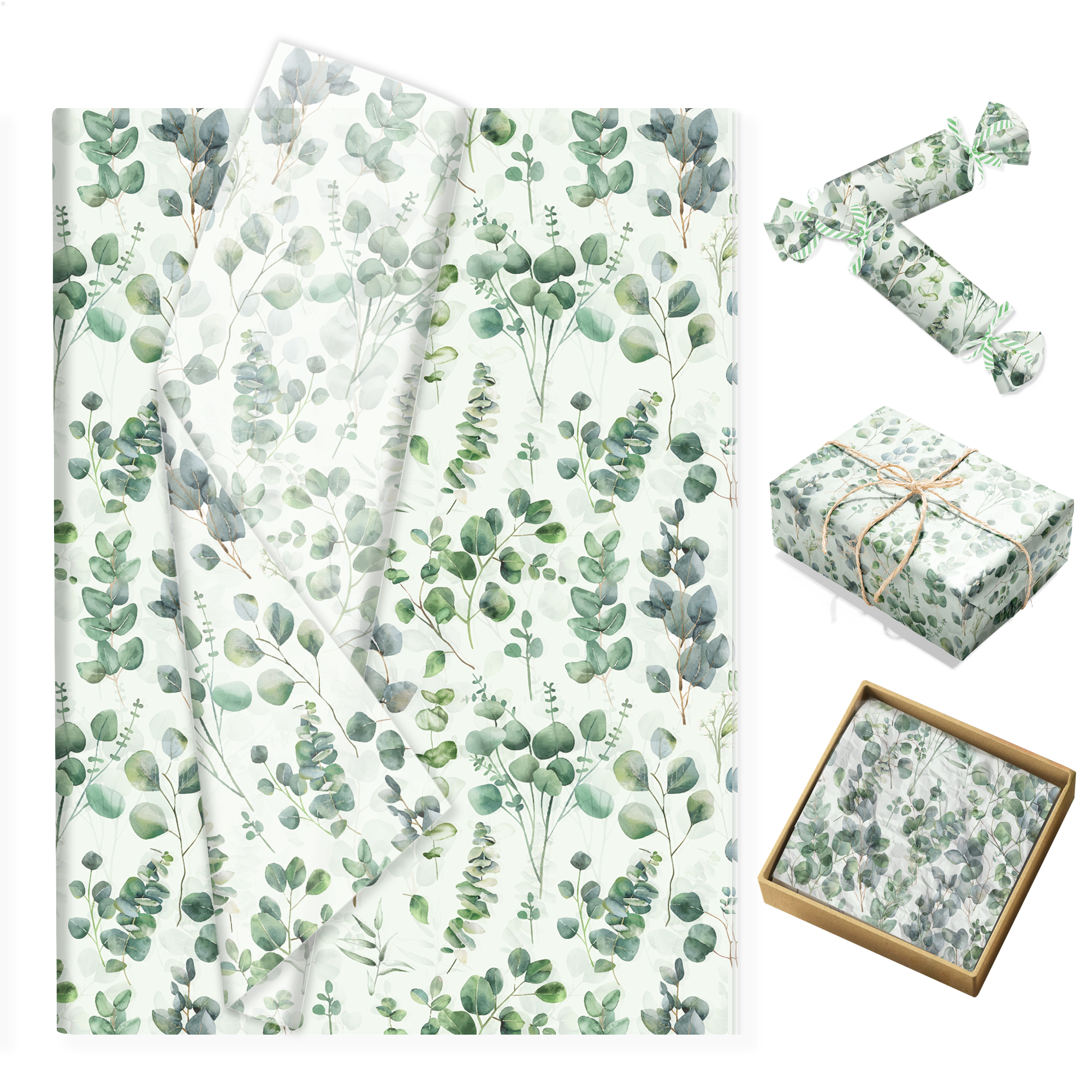 Pattern Tissue Paper - 15/35pcs Eucalyptus Leaves Tissue Paper Snow