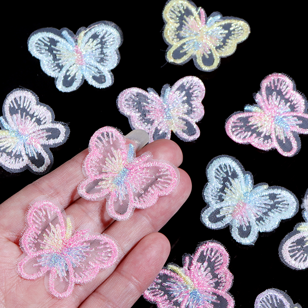Sewing Necessities - 20Pcs 3X4CM Butterfly Cloth Patches Colorful