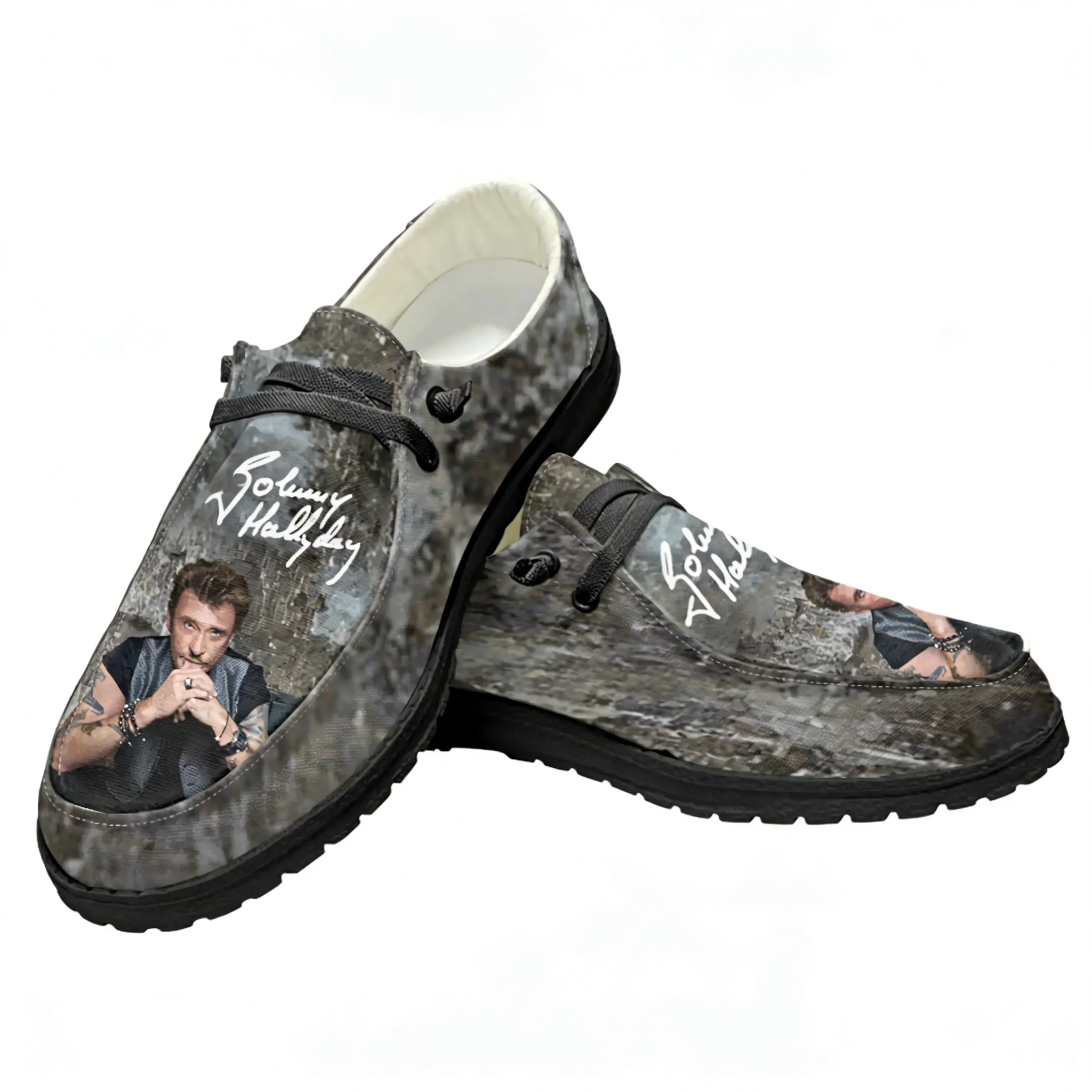 Sewing Custom - Johnny Hallyday Casual Shoes Star Singer