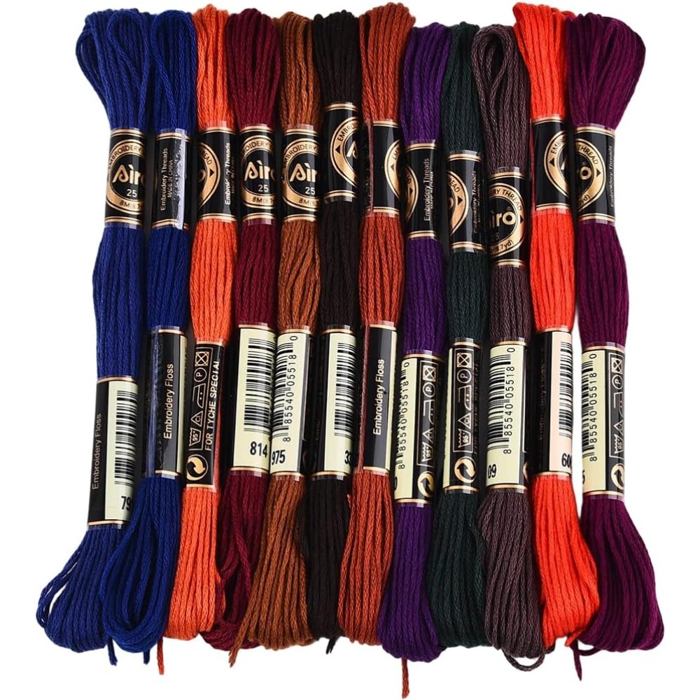 12 Skeins 6 Strands Hand Varie - Embroidery Floss Thread ulasan dan harga