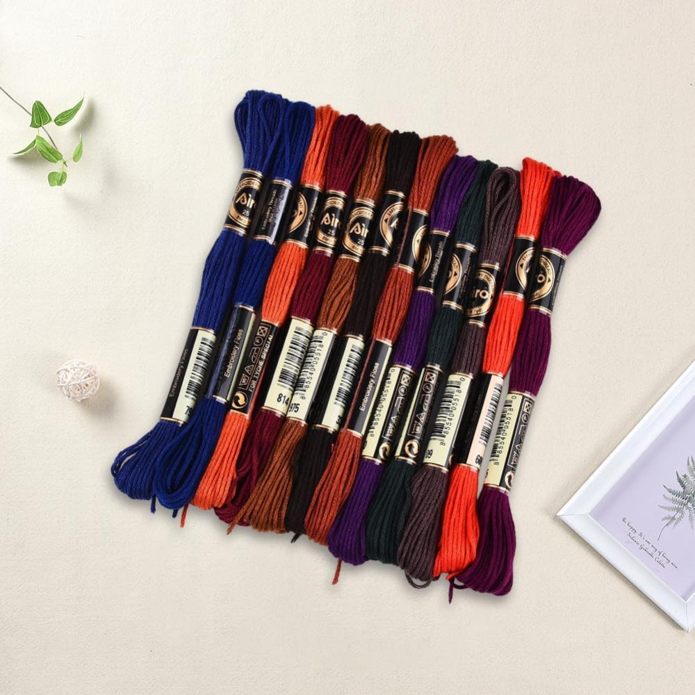 12 Skeins 6 Strands Hand Varie - Embroidery Floss Thread ulasan dan harga
