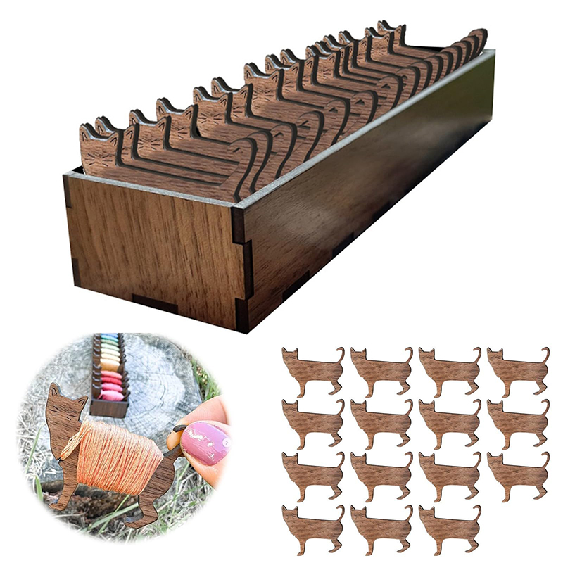 Wooden Animal Sheep Cat Bobbin - Embroidery Floss Thread ulasan dan harga