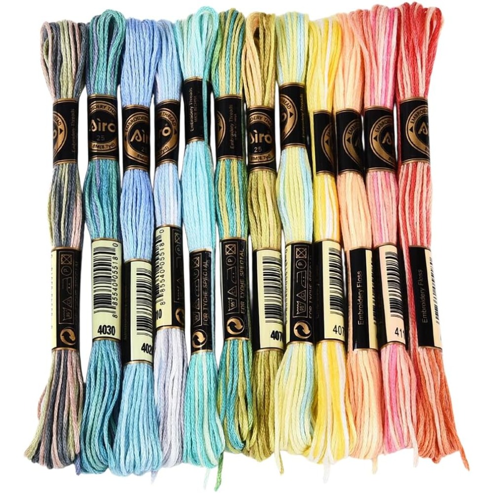 12 Skeins 105 Yards 6 Ply Vari - Embroidery Floss Thread ulasan dan harga