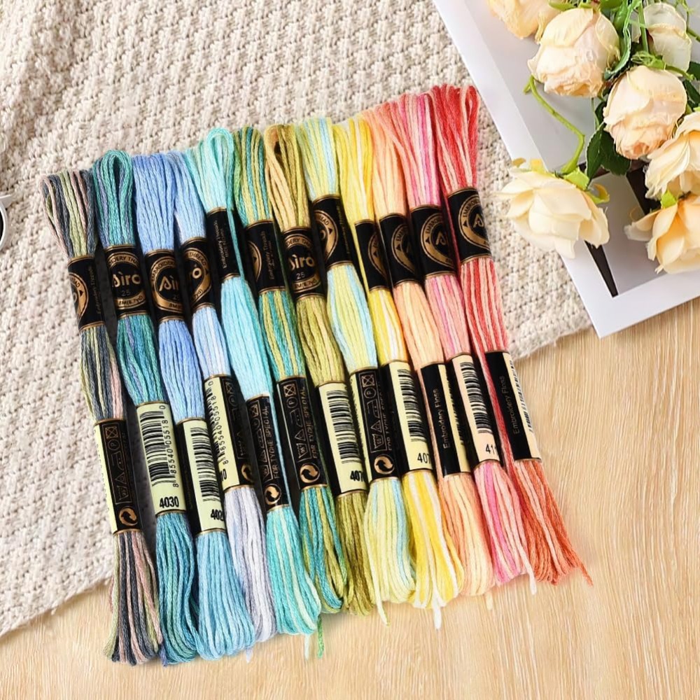 12 Skeins 105 Yards 6 Ply Vari - Embroidery Floss Thread ulasan dan harga
