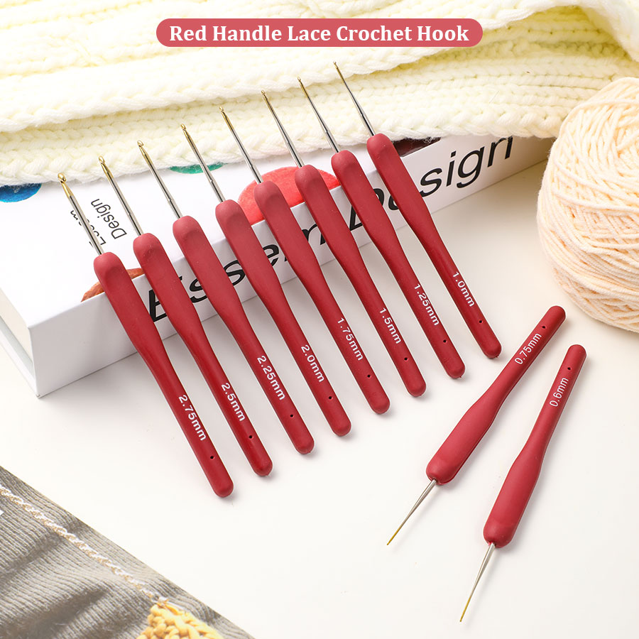 10pcs Red Crochet Set Kit Sili - Sewing Necessities ulasan dan harga