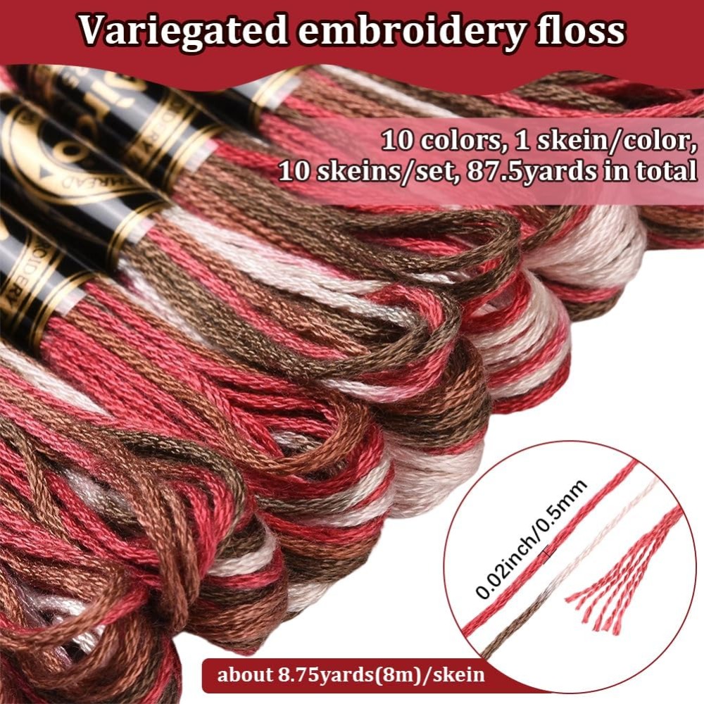 10 Skeins 6 Strands Red Embroi - Embroidery Floss Thread ulasan dan harga