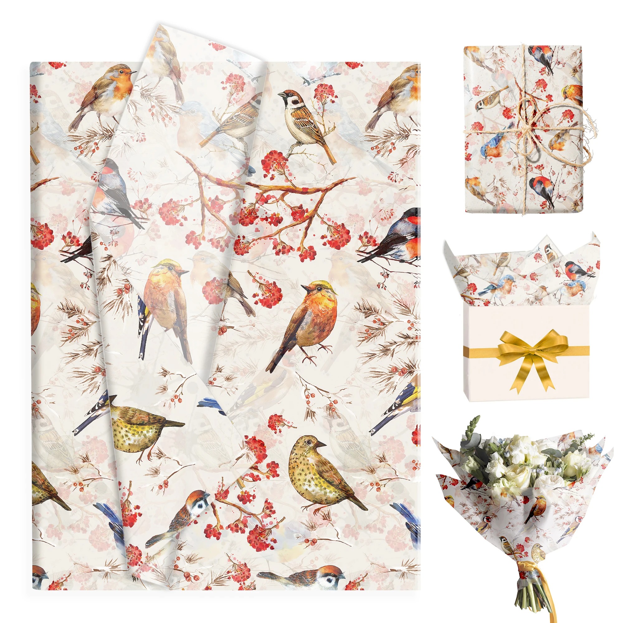 15/35pcs Flower Birds Printed  - Pattern Tissue Paper ulasan dan harga