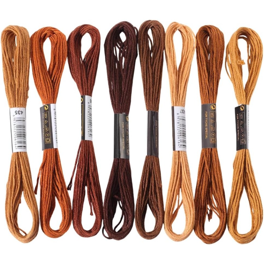 8 Skeins 6 Strands Brown Embro - Embroidery Floss Thread ulasan dan harga