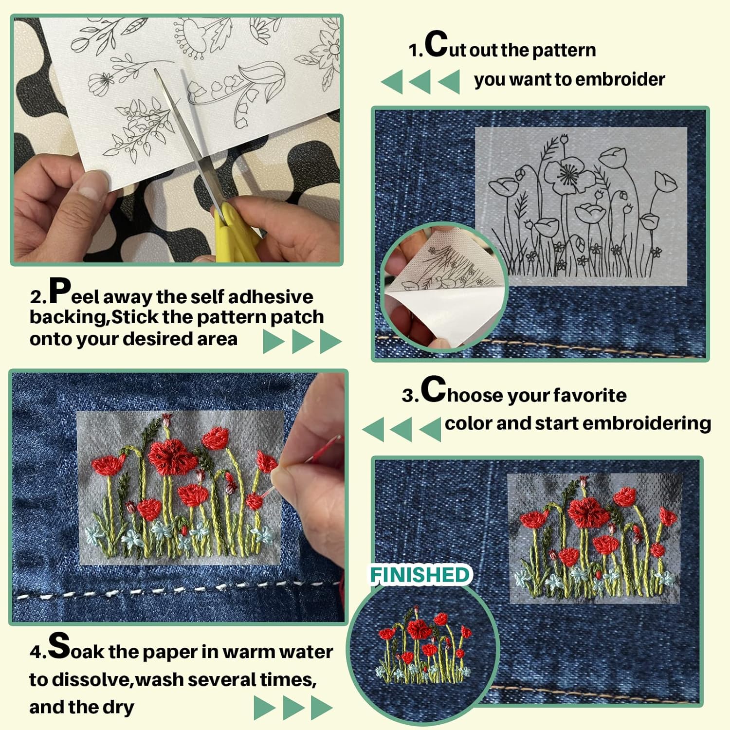 72Pcs Water Soluble Stabilizer - Textile Sewing Patterns ulasan dan harga