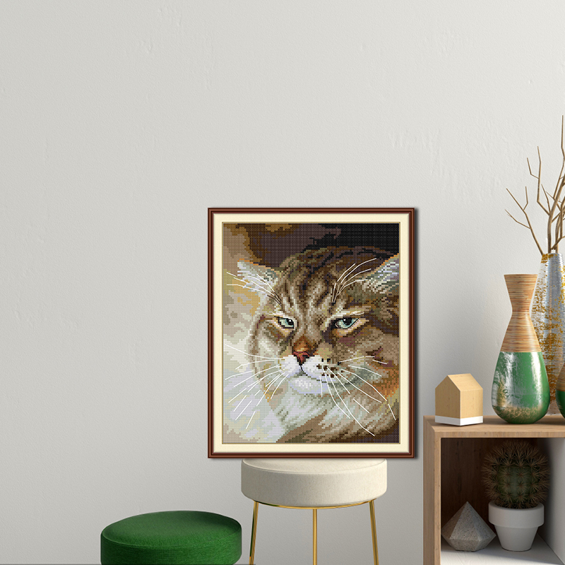 An Angry Cat HD Pattern Embroi - Textile Sewing Patterns ulasan dan harga