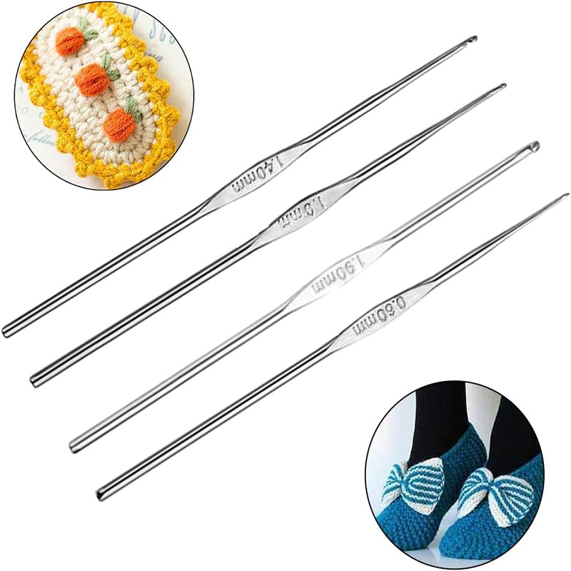 4 Pcs Stainless Steel Crochet  - Sewing Necessities ulasan dan harga