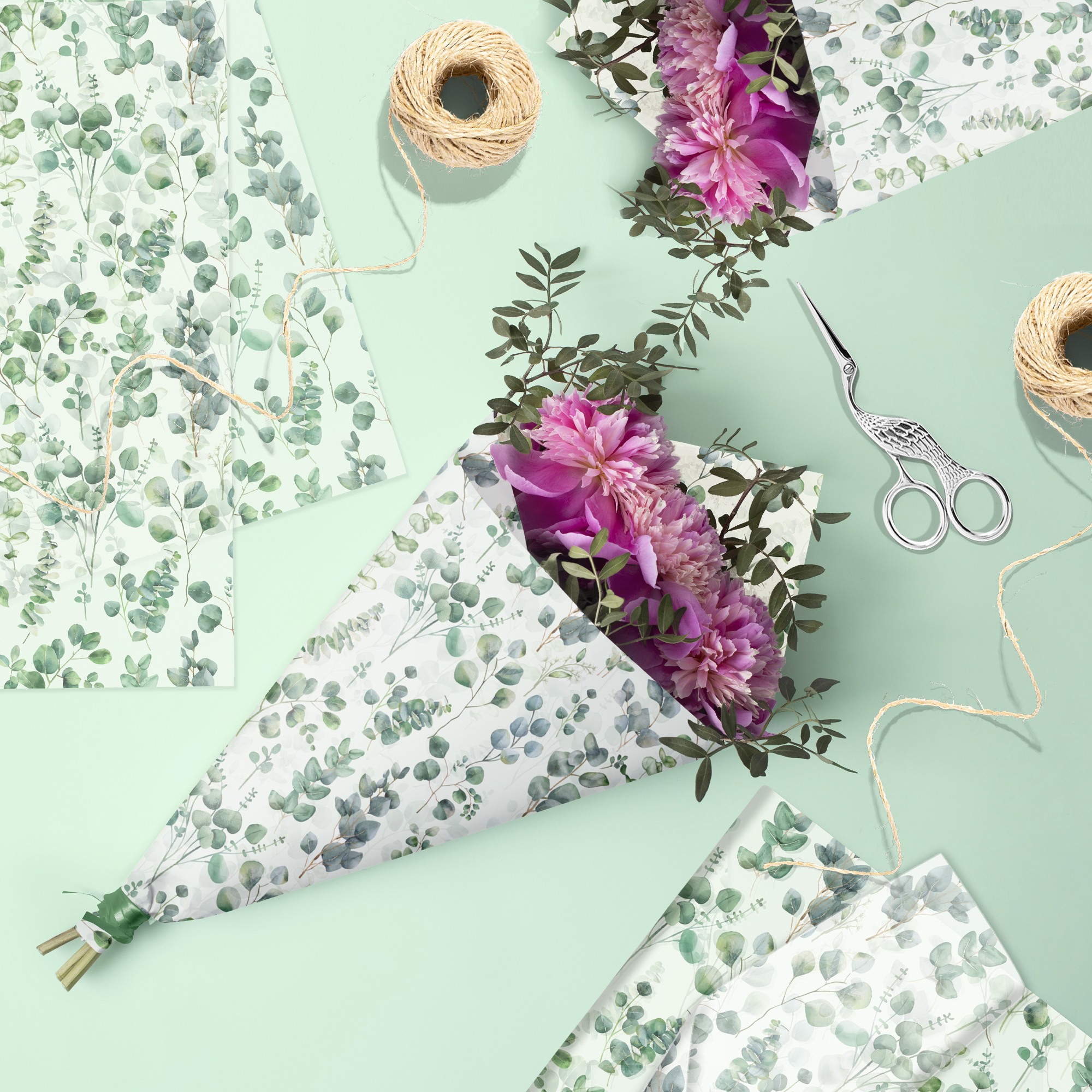 15/35pcs Eucalyptus Leaves Tis - Pattern Tissue Paper ulasan dan harga