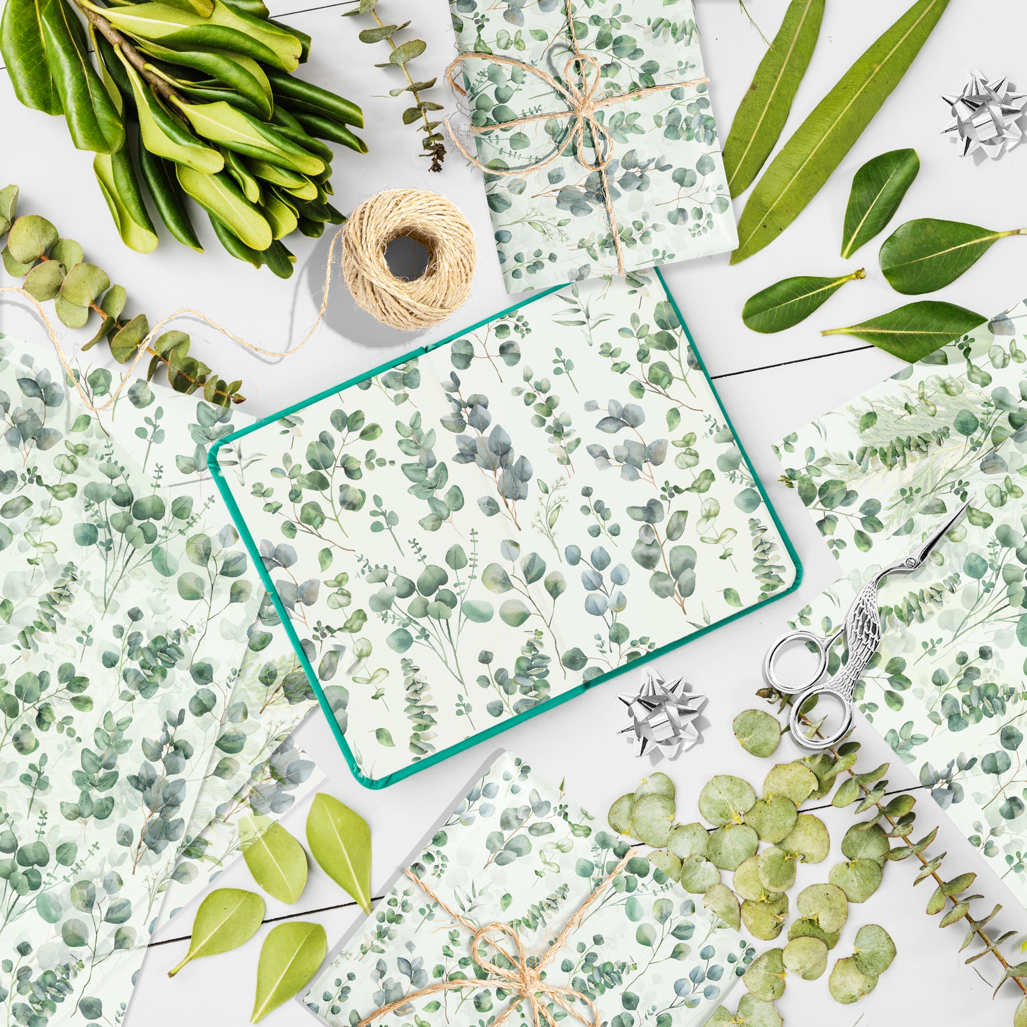 15/35pcs Eucalyptus Leaves Tis - Pattern Tissue Paper ulasan dan harga