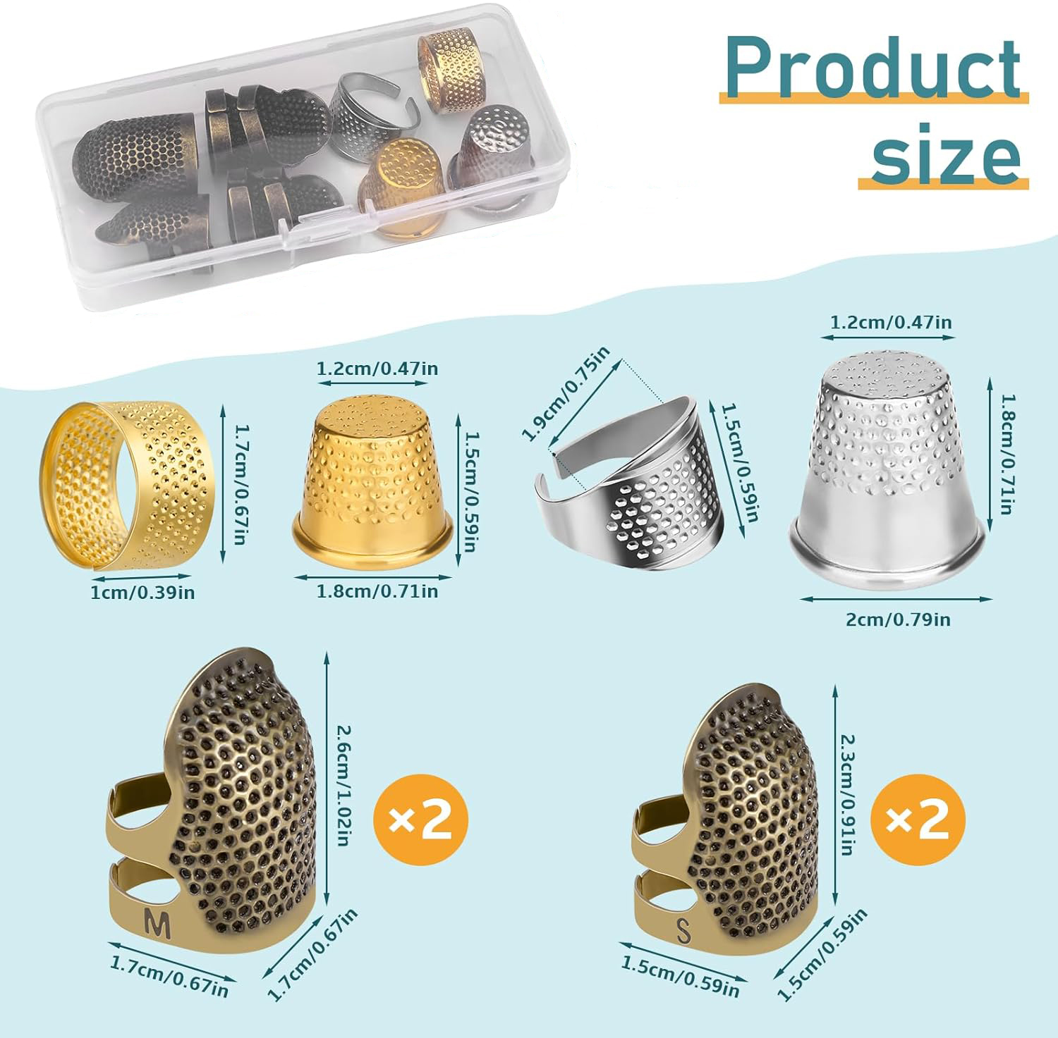 8PCS Sewing Thimble Kit for Ha - Sewing Thimble Metal ulasan dan harga