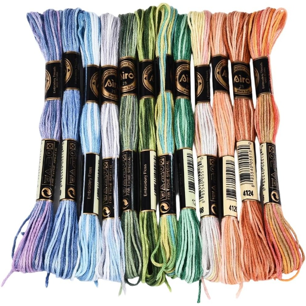 12 Skeins 105 Yards Cross Stit - Embroidery Floss Thread ulasan dan harga