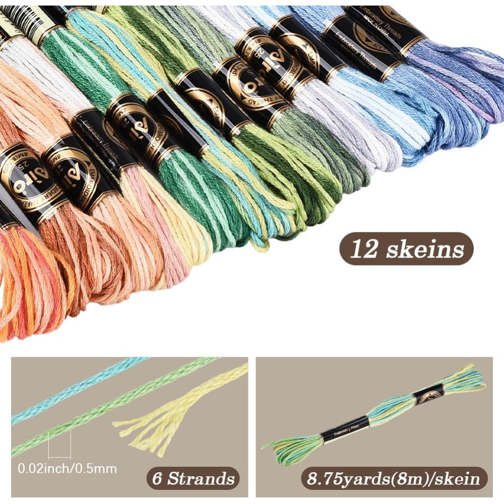 12 Skeins 105 Yards Cross Stit - Embroidery Floss Thread ulasan dan harga