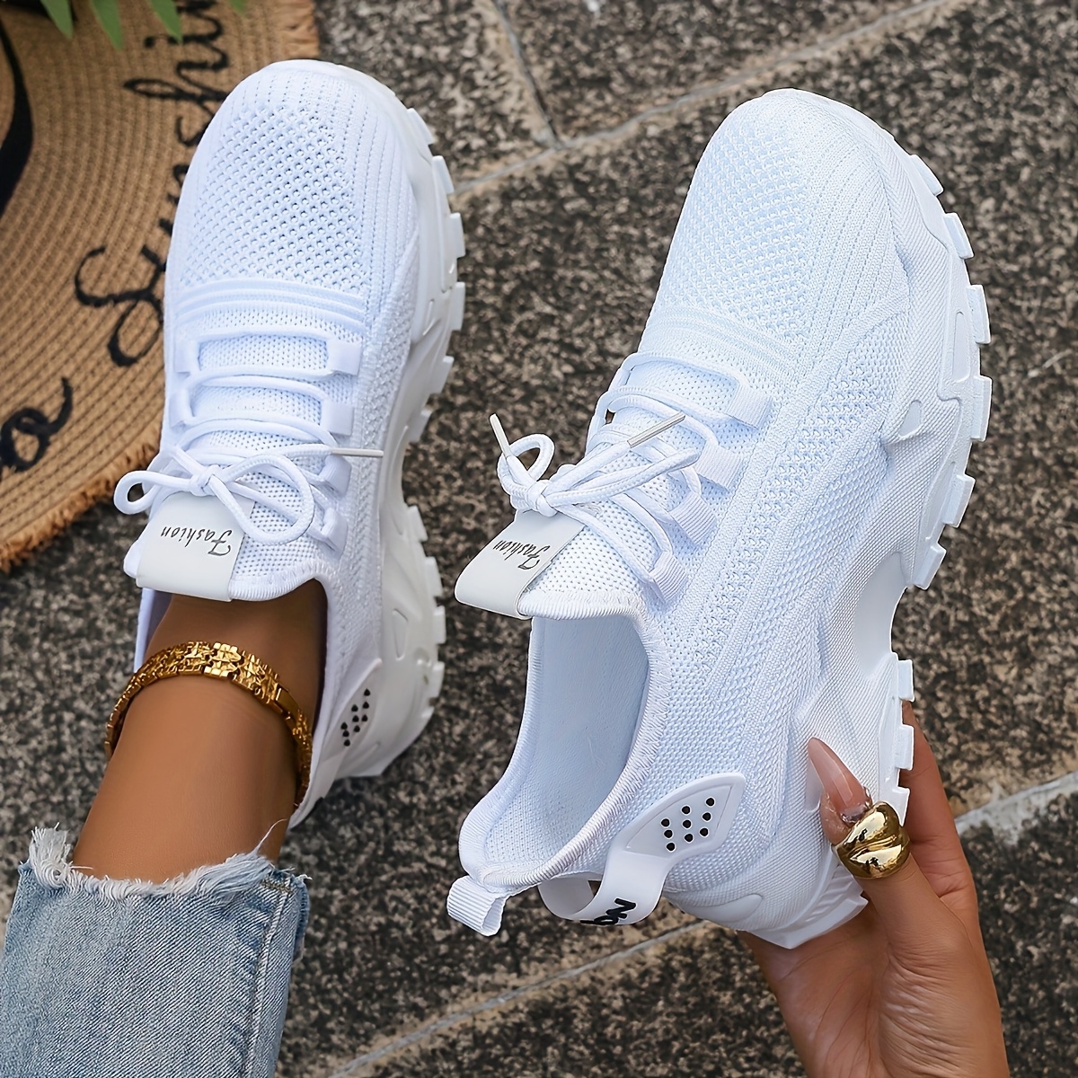 Breathable Knit Sneakers Fashi - Sewing Cloth ulasan dan harga