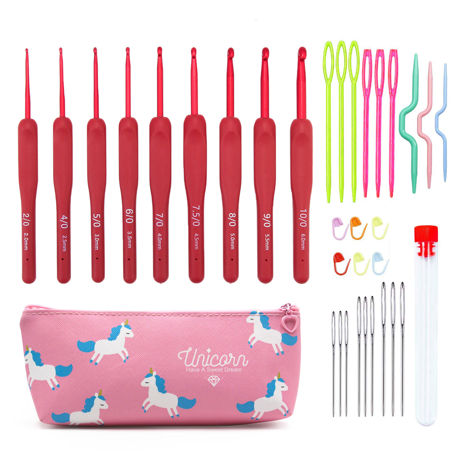 9/33pcs Red Crochet Hook set,  - Sewing Necessities ulasan dan harga