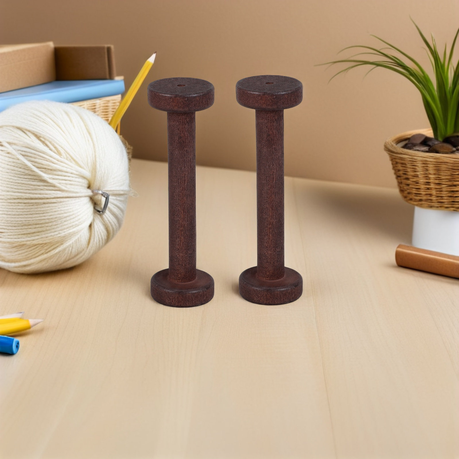 5Pcs Handpolished Wooden Spool - Textile For Sewing ulasan dan harga