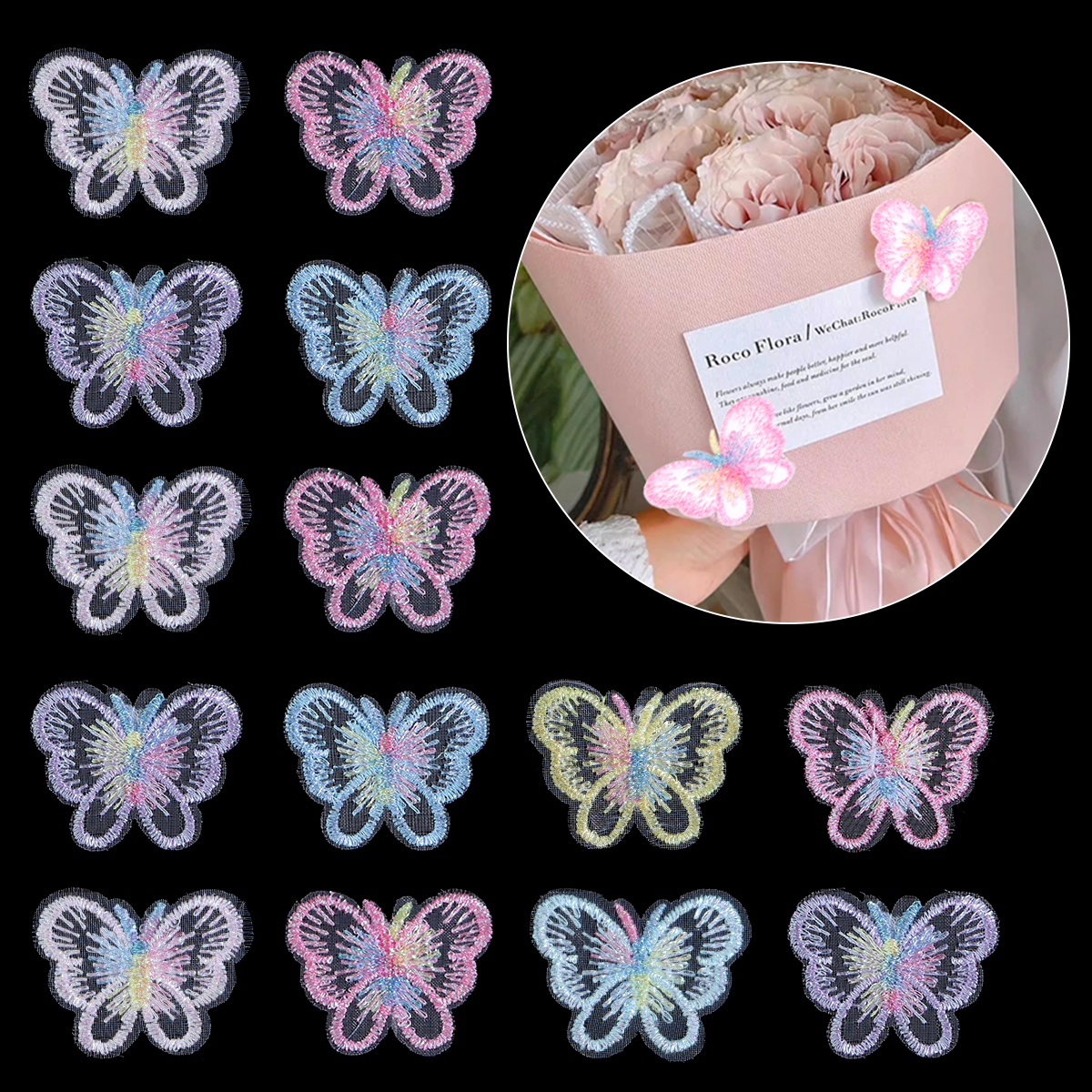 20Pcs 3X4CM Butterfly Cloth Pa - Sewing Necessities ulasan dan harga