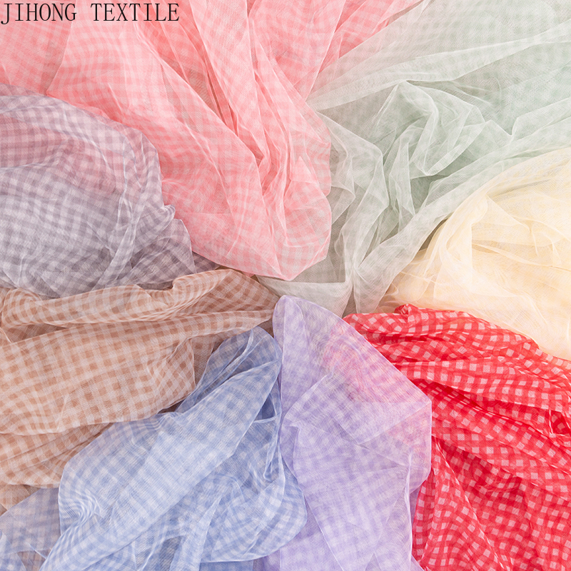 90x150cm Check Tulle Fabric Tr - Textile And Sewing Materials ulasan dan harga