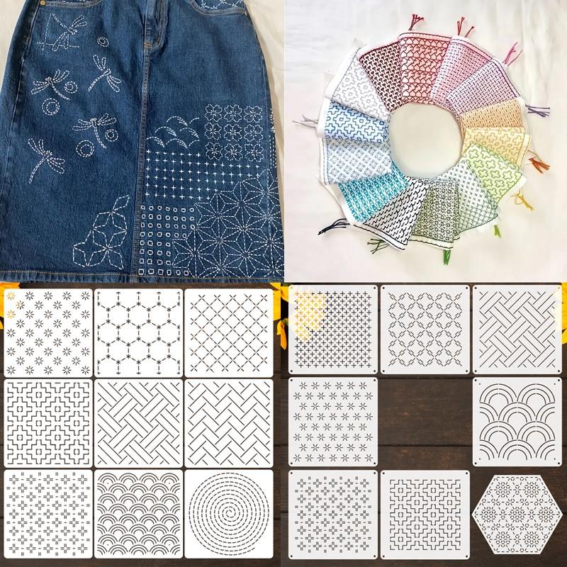 8/9/24/32Pcs Sashiko Embroider - Textile Sewing Patterns ulasan dan harga