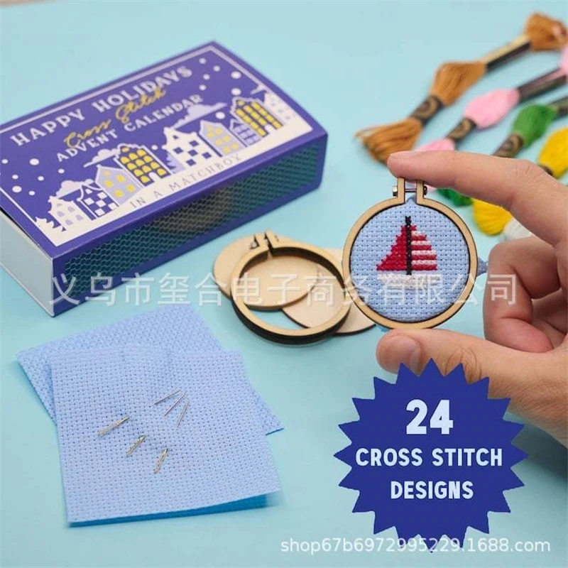 24 Days Countdown Cross Stitch - Embroidery Floss Thread ulasan dan harga