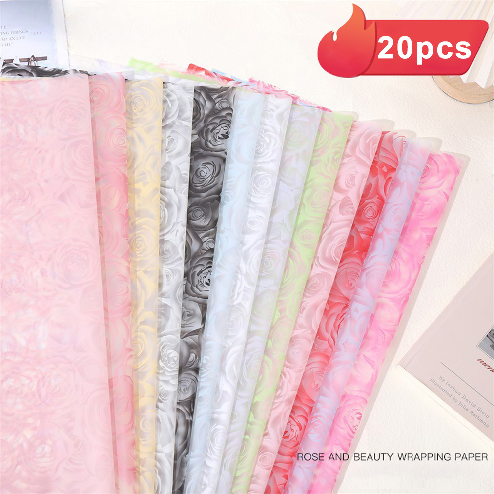 20pcs Flower Wrapping Paper Go - Pattern Tissue Paper ulasan dan harga