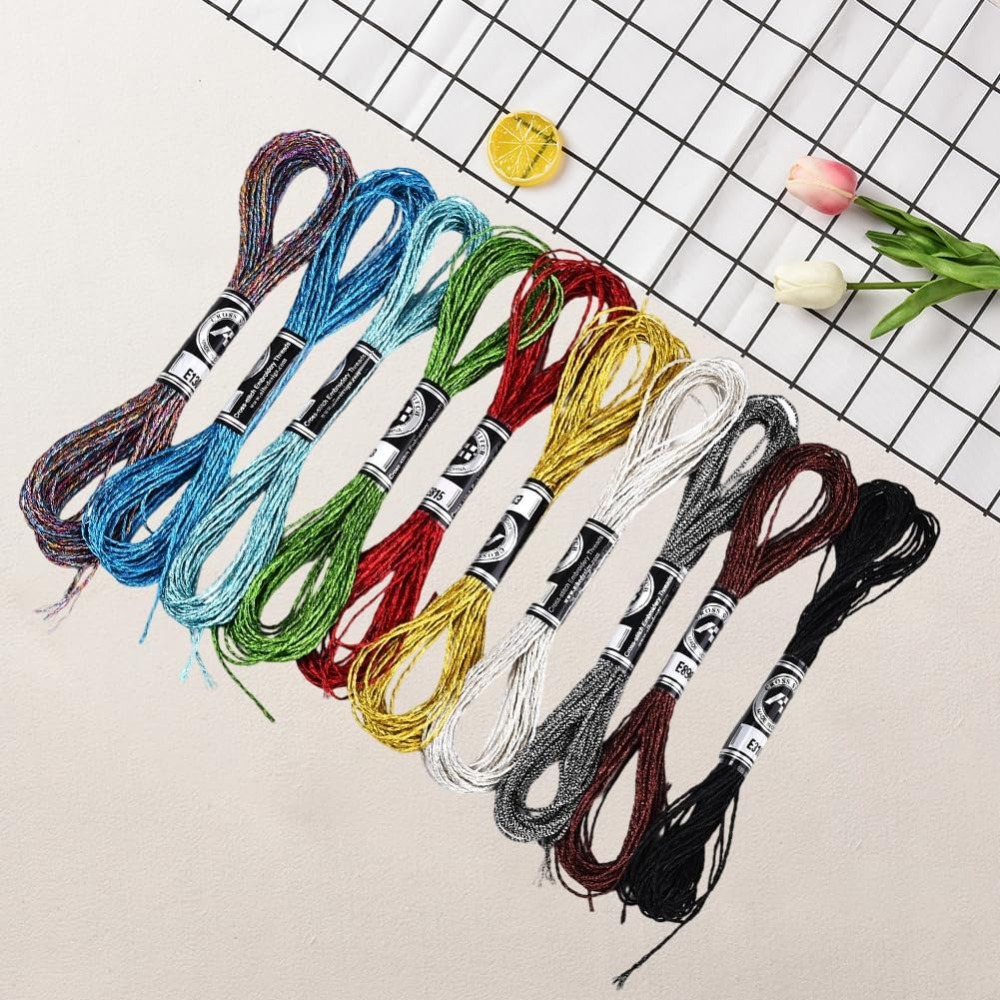10 Skeins 10 Colors Metallic E - Embroidery Floss Thread ulasan dan harga
